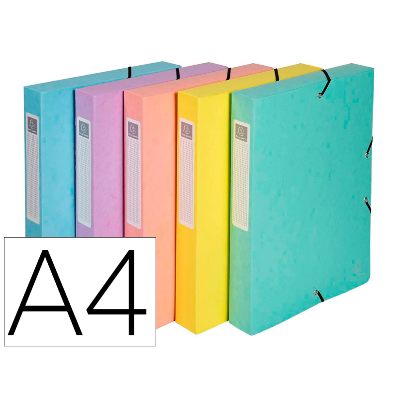 Carpeta de proyectos exacompta aquarel carton forrado din a4 lomo 40 mm colores pastel surtidos