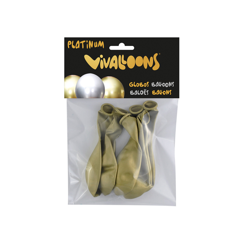 Globo 100% latex biodegradable oro blister de 6 unidades