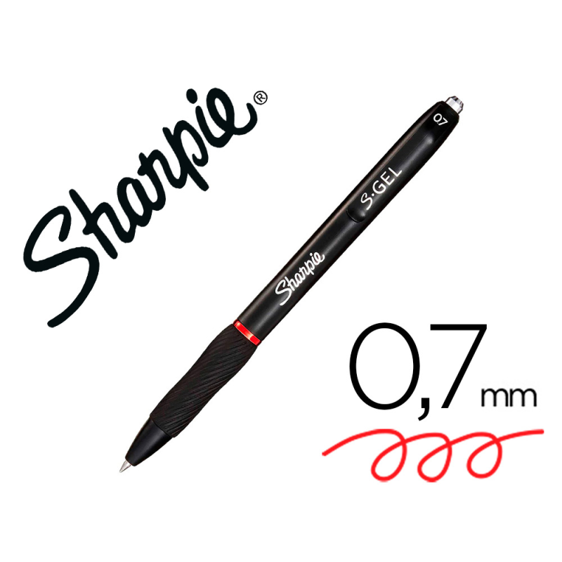 Boligrafo sharpie retractil tinta gel punta 0,7 mm color rojo