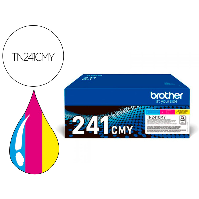 Toner brother tn241cmy hl3140 / 3170 / 3150 / dcp9020 / mfc9140 / 9330 / 9340 cian magenta yellow 1500 paginas
