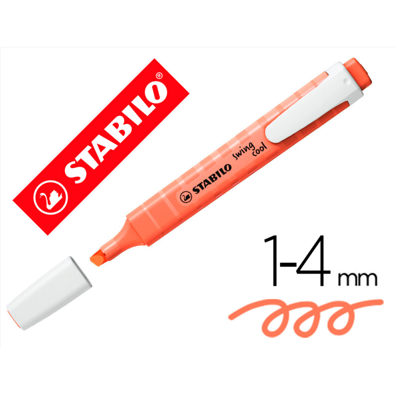 Rotulador stabilo fluorescente fino swing cool pastel coral meloso