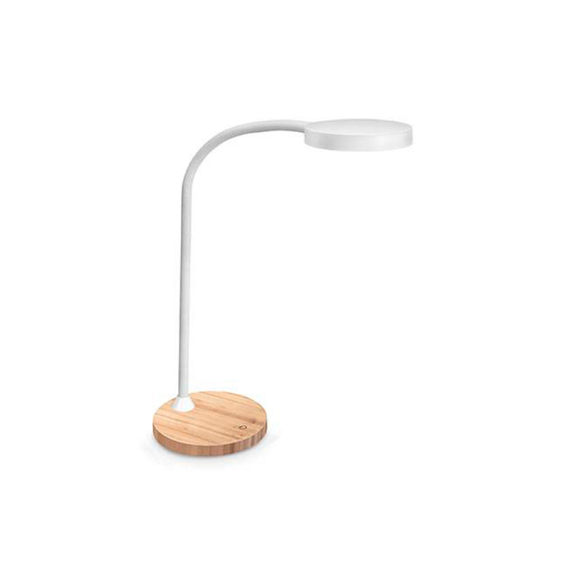 Lampara de escritorio cep led 5,46w 300lm brillo regulable cabeza orientable blanco y madera