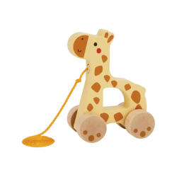 Juego infantil imaginovo madera jirafa para arrastrar con ruedas +12 meses 16x12x5,4cm