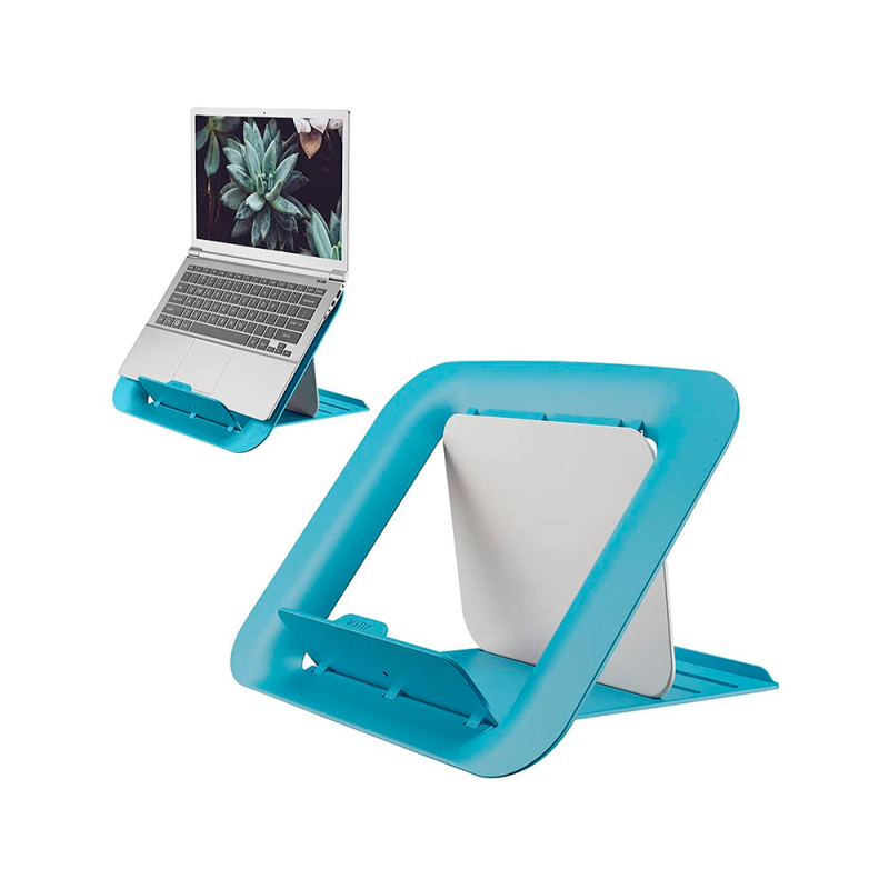 Soporte para portatil leitz ergo cosy ajustable 4 alturas color azul 310x50x247 mm