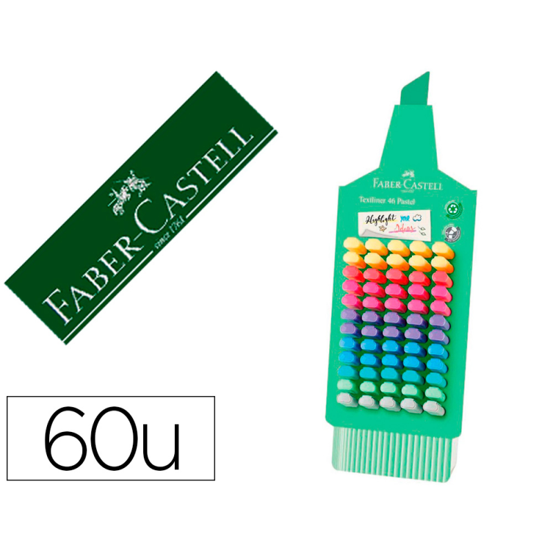 Rotulador faber castell fluorescente textliner 46 pastel expositor 60 unidades colores surtidos