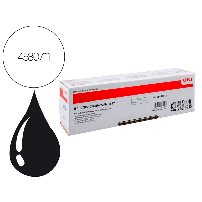 Toner oki n45807111 negro 12000 paginas