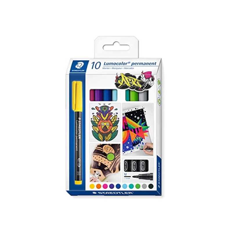Rotulador staedtler lumocolor retroproyeccion punta de fibra permanente 317 caja de 10 unidades colores surtidos