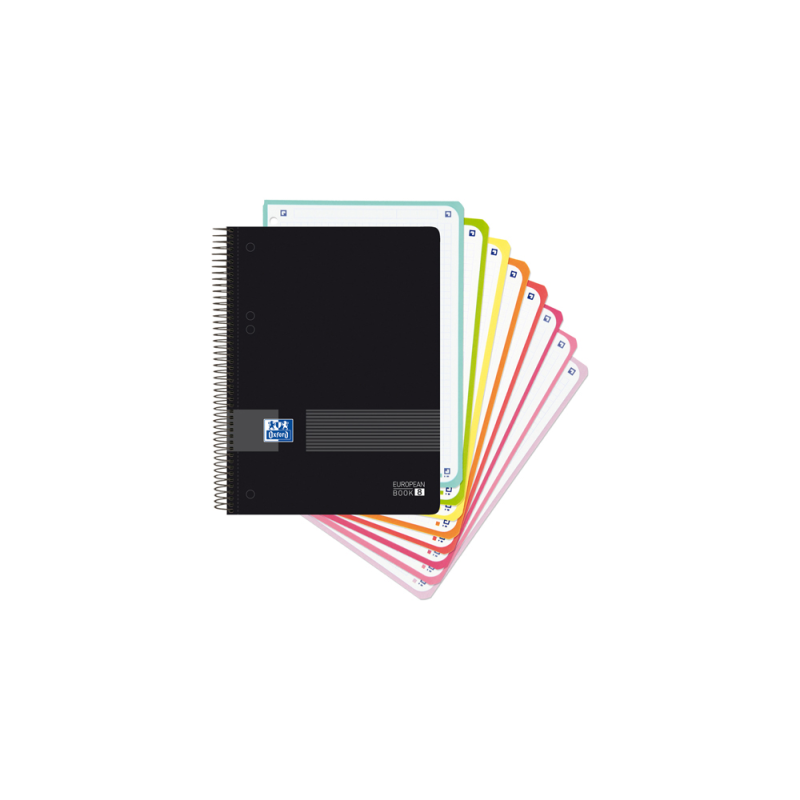 Cuaderno espiral oxford live & you europeanbook 8 tapa polipropileno din a5+ 160 hojas cuadro 5 mm color negro