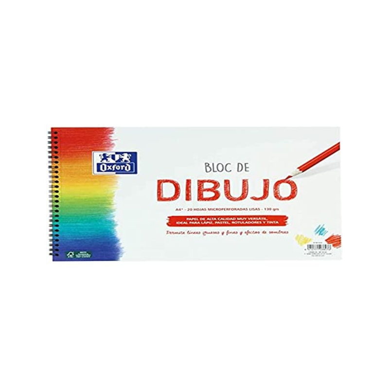Bloc de dibujo oxford espiral din a4+ 20 hojas liso 130 gr