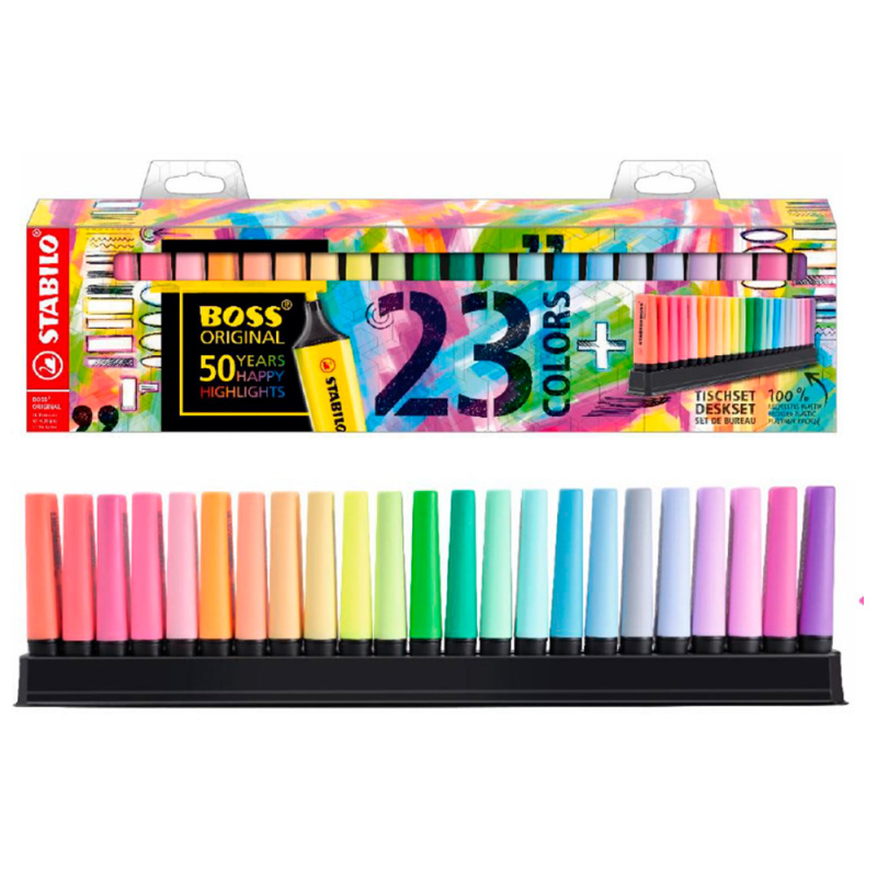 Rotulador stabilo boss fluorescente 70 deskset estuche de 23 unidades colores surtidos