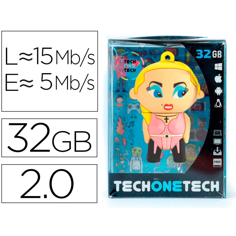 Memoria usb tech on tech madona 32 gb