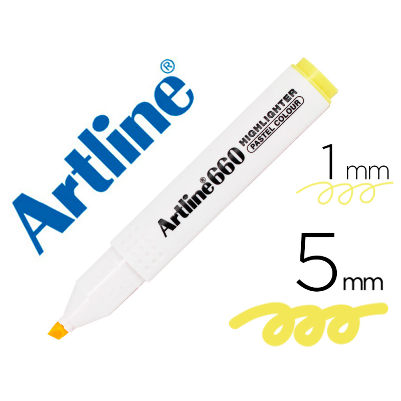 Rotulador artline fluorescente ek-660 amarillo pastel punta biselada