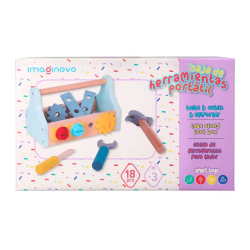 Juego infantil imaginovo madera maletin de herramientas +3 años 18 piezas 21,4x13,2x11cm