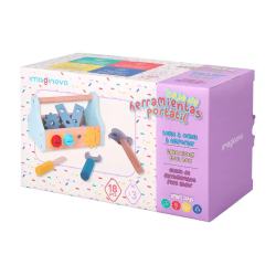 Juego infantil imaginovo madera maletin de herramientas +3 años 18 piezas 21,4x13,2x11cm