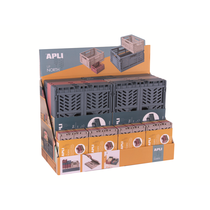 Caja almacenamiento apli plegable up north expositor de 26 unidades tamaños y colores surtidos