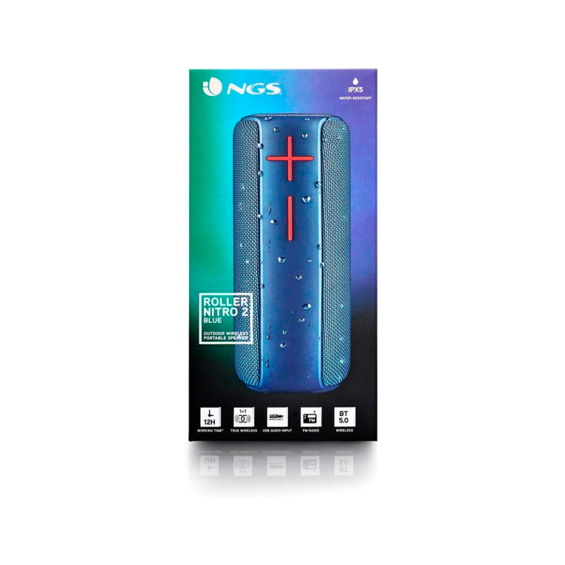 Altavoz ngs water portatil bluetooth radio fm impermeabilidad ipx5 color azul