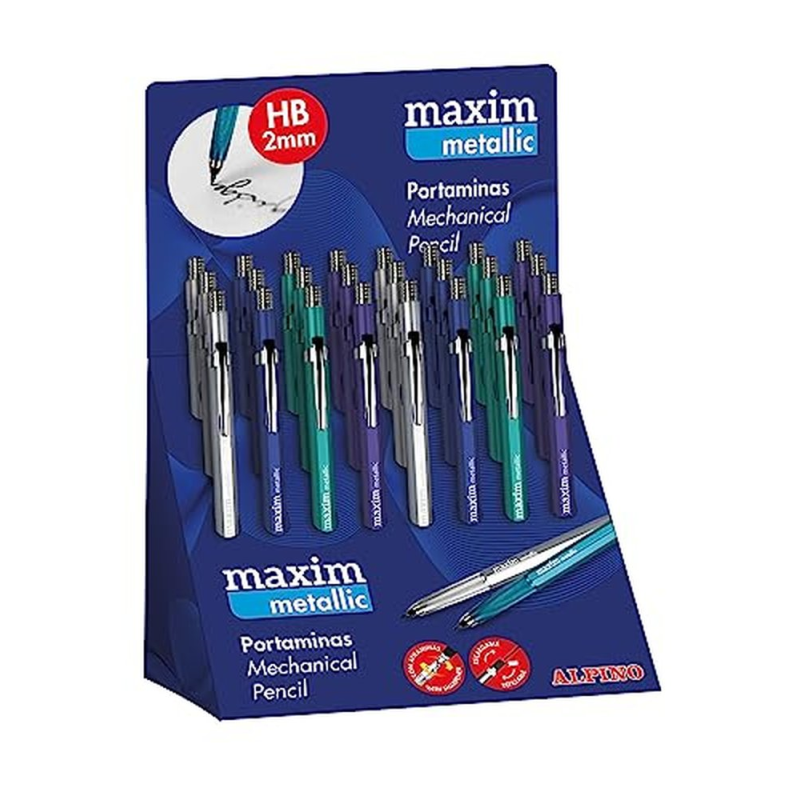Portaminas maxim metalix 2 mm expositor de 24 unidades