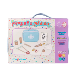 Juego infantil imaginovo madera maletin de medico +3 años 11 piezas 24,5x18x10cm