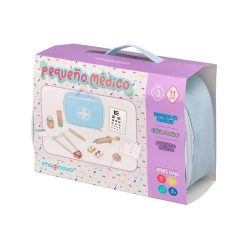 Juego infantil imaginovo madera maletin de medico +3 años 11 piezas 24,5x18x10cm