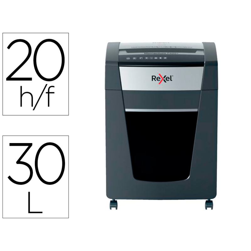 Destructora de documentos rexel momentum extra p420+ capacidad corte 20 h p4 destruye grapas clips cd y