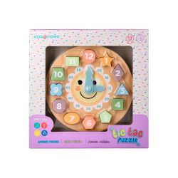 Juego infantil imaginovo madera reloj +3 años 13 piezas 29x29x3,5cm