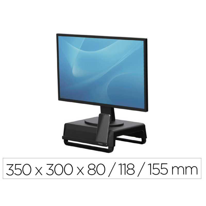 Soporte fellowes para monitor breyta 3 ajustes de altura hasta 30 kg 100% reciclable 350x300x80/118/155 mm negro