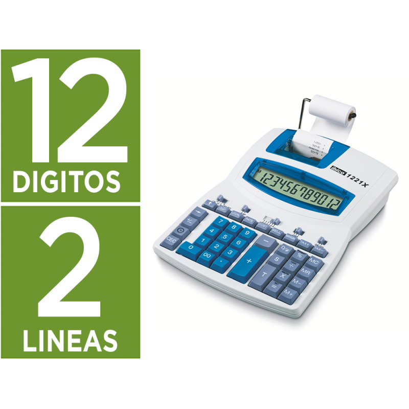 Calculadora ibico 1221x impresora pantalla lcd angulada papel 57 mm 12 digitos impresion bicolor
