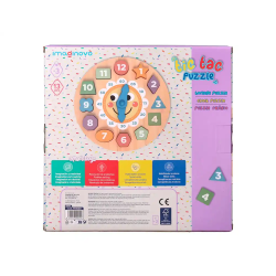 Juego infantil imaginovo madera reloj +3 años 13 piezas 29x29x3,5cm