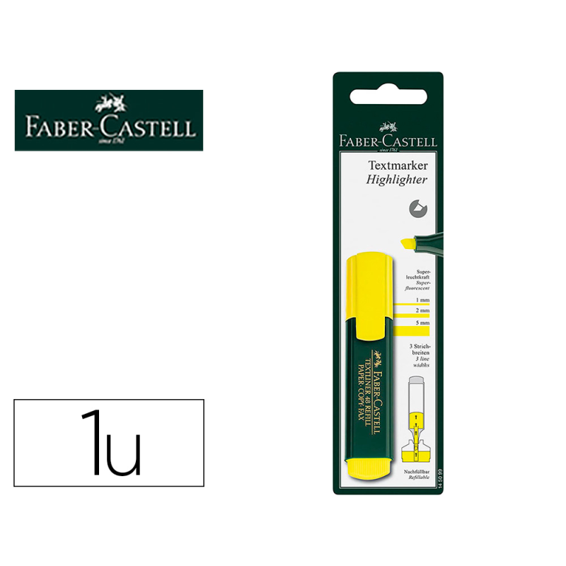 Rotulador faber castell fluorescente textliner 48 amarillo blister de 1 unidad
