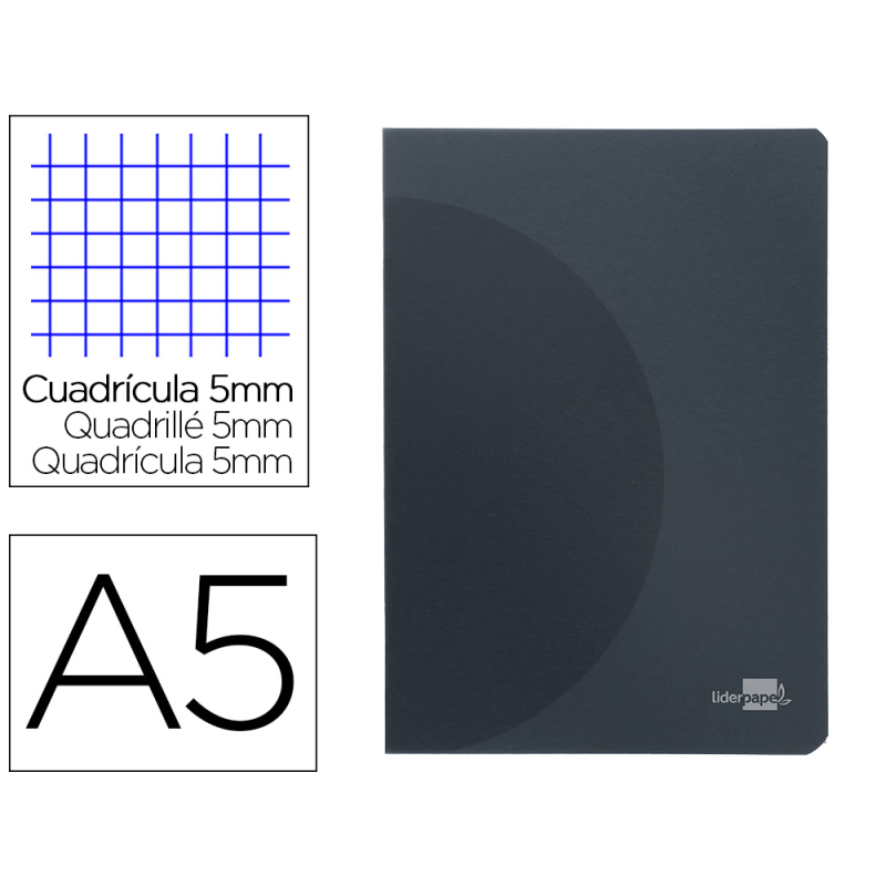 Libreta liderpapel 360 tapa de plastico a5 48 hojas 90gr 5mm con doble margen tapa negra