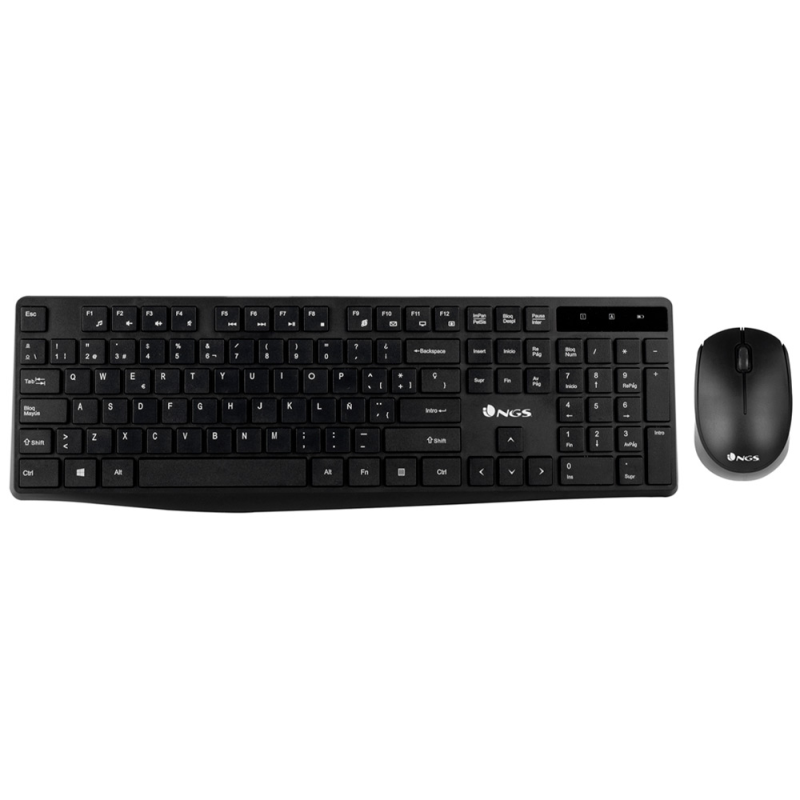 Set teclado y raton ngs harmony inalambrico silencioso con 12 teclas multimedia color negro
