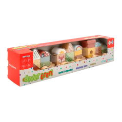 Juego infantil imaginovo madera tren figuras apilables con ruedas +18 meses 38x9,5x7,5cm