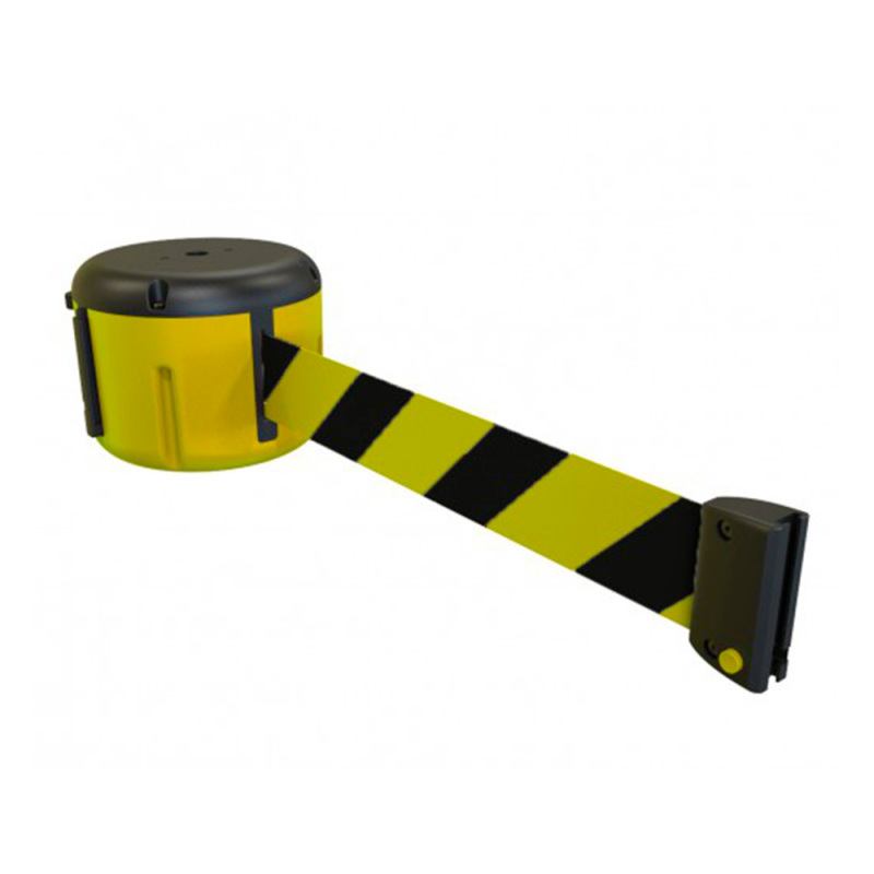 Cinta portatil faru retractil plastificada amarilla/negra longitud 9 mt
