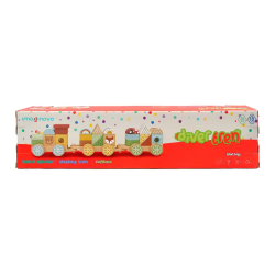 Juego infantil imaginovo madera tren figuras apilables con ruedas +18 meses 38x9,5x7,5cm