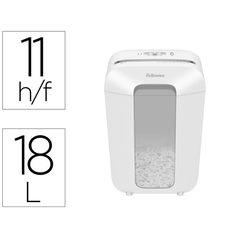 Destructora de documentos fellowes lx70 capacidad 11h seguridad p4 grapas clips y tarjetas papelera 18 l