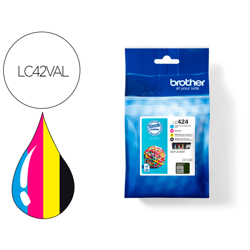 Ink-jet brother lc424val dcp-j1200w pack 4 colores negro / amarillo / cian / magenta 750 hojas