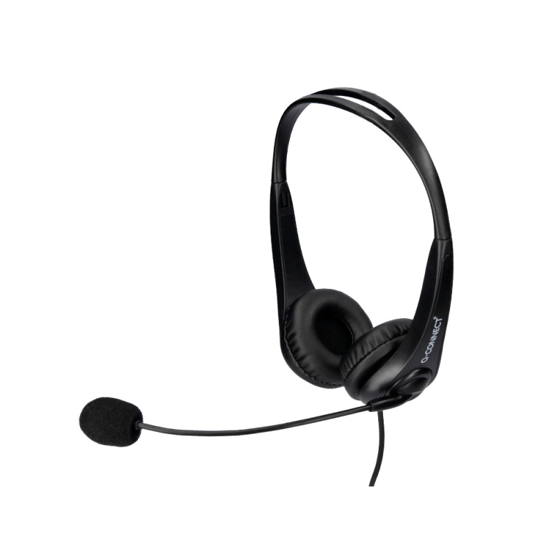 Auricular q-connect binaural diadema con microfono y control de volumen conexion usb cable de 2m color negro