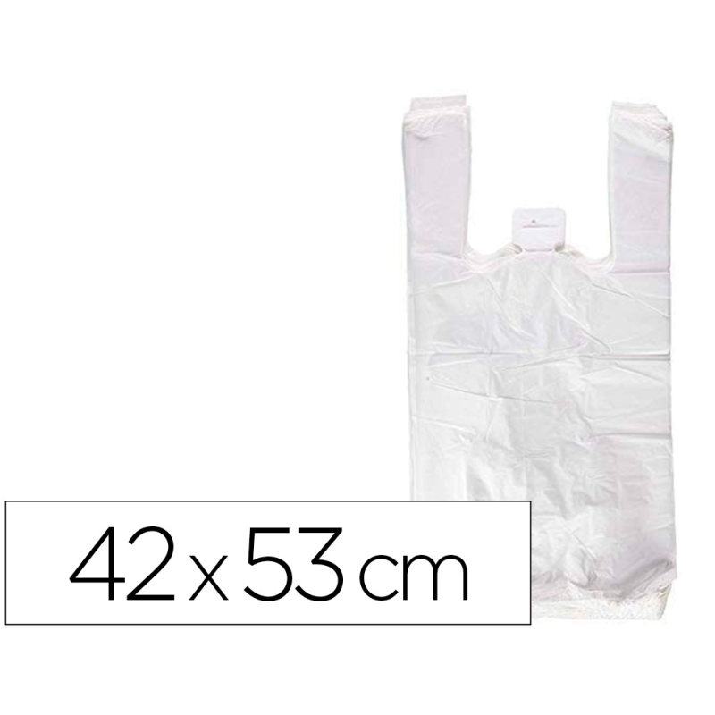 Bolsa camiseta reciclada 70% blanca 50 mc 42x53 cm apta legislacion de bolsas 2021