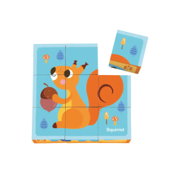 Puzle infantil imaginovo madera cubos de animales +24 meses 15 piezas incluye 12 patrones 22x22x6,4cm