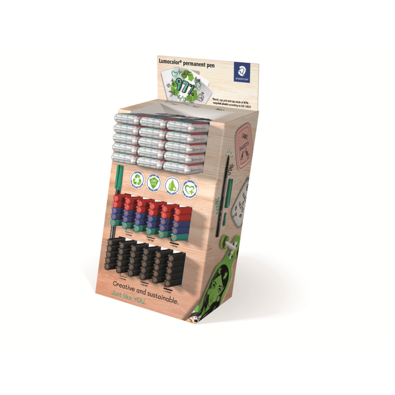 Rotulador staedtler lumocolor punta de fibra permanente expositor de 60 unidades colores surtidos