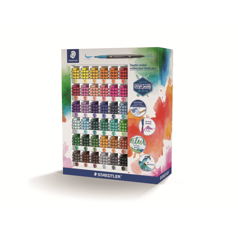 Rotulador staedtler doble punta pincel acuarelable expositor de 360 unidades colores surtidos