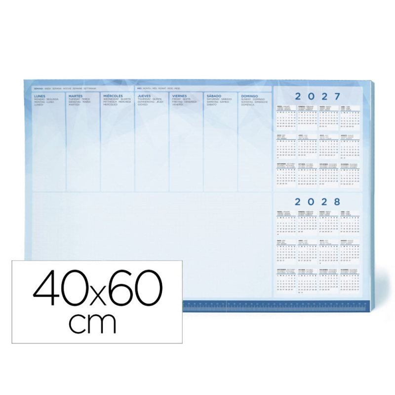 Planning sobremesa semanal liderpapel 40x60 cm 50 hojas 90 gr 2027-2028