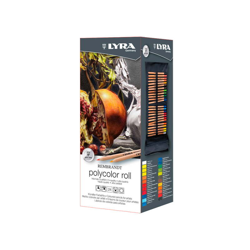 Lapices de colores lyra rembrandt polycolor 24 colores surtidos en estuche de tela enrollable
