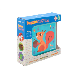Puzle infantil imaginovo madera cubos de animales +24 meses 15 piezas incluye 12 patrones 22x22x6,4cm