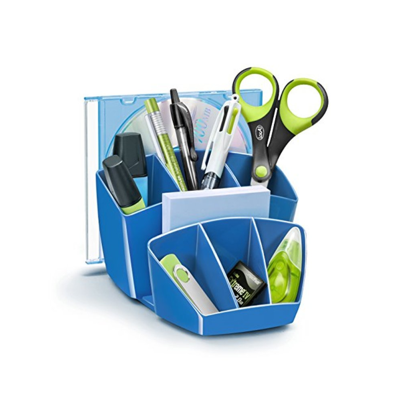 Organizador sobremesa cep 8 compartimentos plastico azul 143x158x93 mm