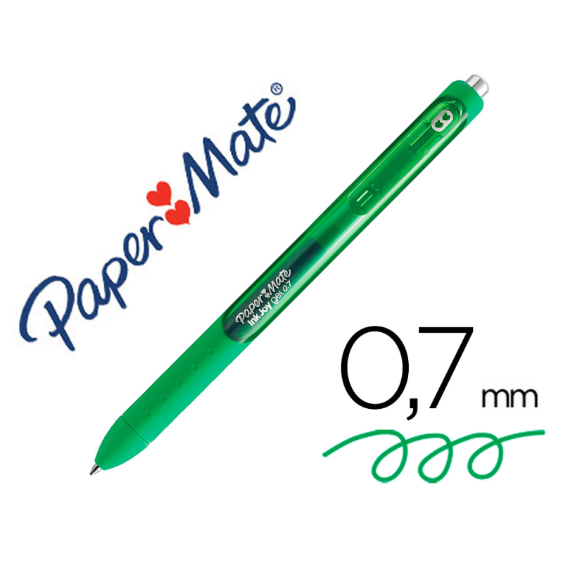 Boligrafo paper mate inkjoy retractil gel pen trazo 0,7 mm verde