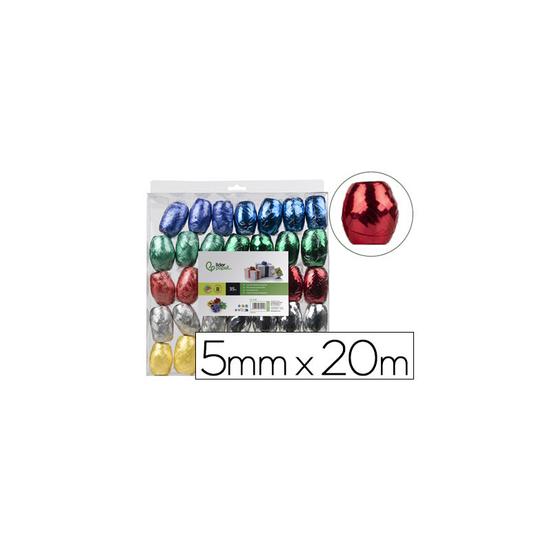 Cinta fantasia liderpapel barrilete 5 mm x 20 mt colores metalizados surtidos