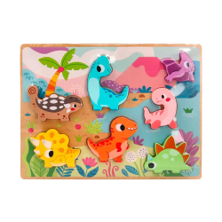 Puzle infantil imaginovo madera 3d dinosaurios +12 meses 8 piezas 29,5x22x1,7cm