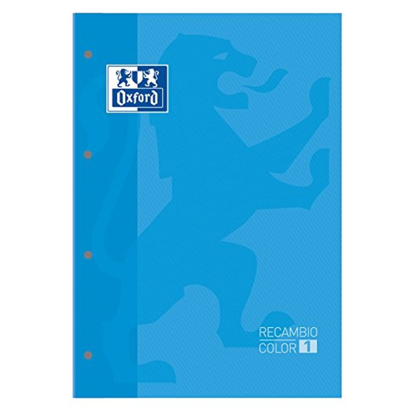 Recambio color oxford din a4 80 hojas 90 grs cuadros 5 mm 4 taladros turquesa