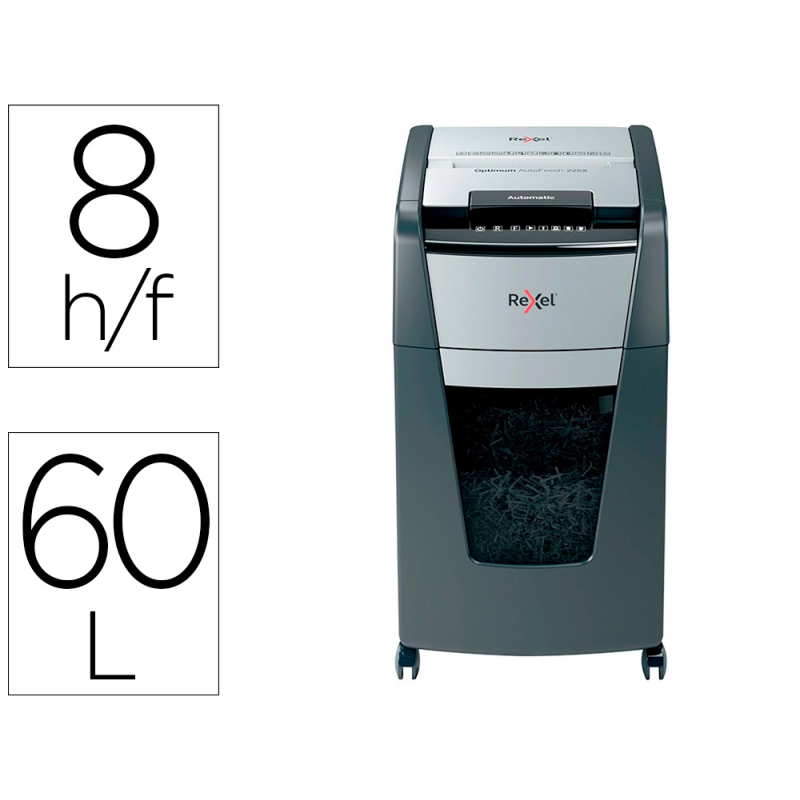 Destructora de documentos rexel optimum autofeed+ 225x eu capacidad de corte 225 hojas destruye grapas y clips